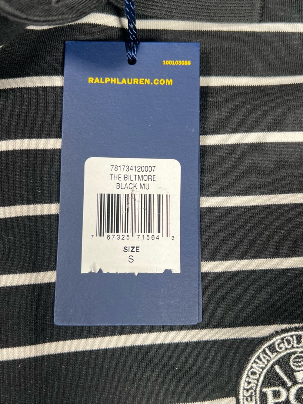 New Polo Golf‎ Ralph Lauren Shirt Mens S Black Striped Performance PGA Biltmore - Picture 5 of 10